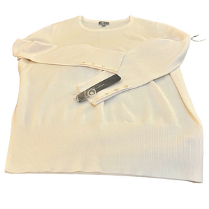 JM Collection XL Crewneck Sweater Winter White Button Cuff Machine wash NWT